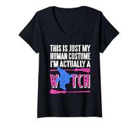 Femme Ceci est Juste ma Couverture Je suis sorcière T-Shirt avec Col en V