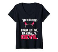 Femme Ceci est Juste ma Couverture Je suis Un démon T-Shirt avec Col en V