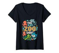 Femme Ceci est Mon t-Shirt du Zoo Groupe d'aventure pour Enfants T-Shirt avec Col en V