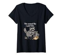 Femme Cela semblait être Une Bonne idée Raccoon T-Shirt avec Col en V