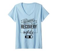 Femme Celebrate Sober Recovery Mode on Sobriety Anniversary 1 Year T-Shirt avec Col en V