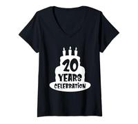 Femme Célébration de 20 Ans - Événement, Anniversaire ou Anniversaire T-Shirt avec Col en V