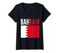 Femme Célébration d'identité Nationale du Drapeau de Bahreïn T-Shirt avec Col en V