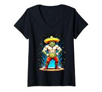 Femme Célébration drôle de Taco Wrestling Cinco de Mayo T-Shirt avec Col en V