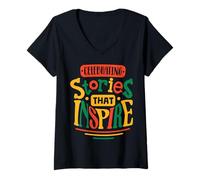 Femme Célébrer des Histoires Qui inspirent T-Shirt avec Col en V
