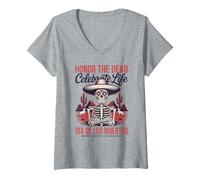 Femme Célébrez la vie - Día de los Muertos Cowboy T-Shirt avec Col en V