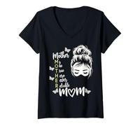 Femme Célébrons mon vrai héros, maman, bonne fête des mères, maman, amante T-Shirt avec Col en V