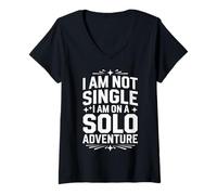 Femme Célibataire Je ne suis Pas célibataire Je suis dans Une Aventure en Solo T-Shirt avec Col en V
