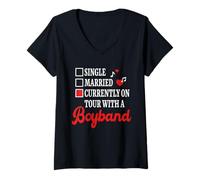 Femme Célibataire marié en tournée avec un boyband Funny Fangirl T-Shirt avec Col en V