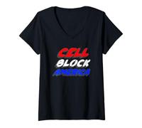 Femme Cell Block America | Réalité Politique de l'Amérique T-Shirt avec Col en V