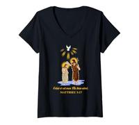 Femme Celui-ci est Mon Fils Bien-Aime Matthieu 3:17 T-Shirt avec Col en V