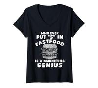 Femme Celui Qui A Mis S Dans La Restauration Rapide! Génie T-Shirt avec Col en V