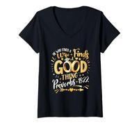 Femme Celui qui trouve une femme trouve une bonne chose proverds 18 22 Christ T-Shirt avec Col en V