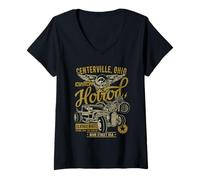 Femme Centerville Oh Hotrod Style Vintage Voiture Moto Design T-Shirt avec Col en V