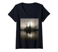 Femme Centrales électriques Battersea London T-Shirt avec Col en V