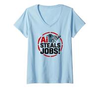 Femme Centre de données AI Vole des emplois T-Shirt avec Col en V