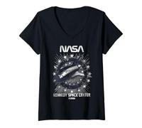 Femme Centre Spatial Rocket Kennedy de la NASA T-Shirt avec Col en V