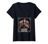 Femme Centurion Romain avec Casque Militaire Rome Art Grunge T-Shirt avec Col en V