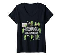 Femme Cependant Vous communiquez en écoutant AAC SLP Frog DHH T-Shirt avec Col en V