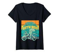 Femme Céphalopode Descendez de Mon récif Kraken Octopus Squid Fish T-Shirt avec Col en V