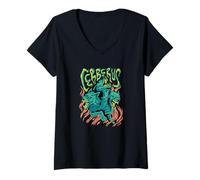 Femme Cerberus - Mythologie des Gardiens du Monde Souterrain T-Shirt avec Col en V