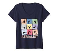 Femme Cerceau d'antenne rétro Amusant, idée Cadeau aérienne T-Shirt avec Col en V, Bleu Marine, M