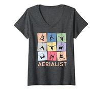 Femme Cerceau d'antenne rétro Amusant, idée Cadeau aérienne T-Shirt avec Col en V, Chiné Foncé, S