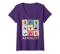Femme Cerceau d'antenne rétro Amusant, idée Cadeau aérienne T-Shirt avec Col en V, Violet, XL