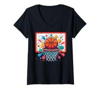 Femme Cerceaux de Basket-Ball Paint Splash Baller Player Garçons Enfants Hommes T-Shirt avec Col en V