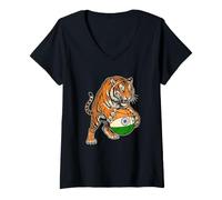 Femme Cerceaux Indiens de Basket-Ball T-Shirt avec Col en V