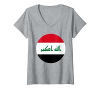 Femme Cercle du Drapeau de l'Irak T-Shirt avec Col en V