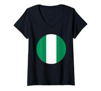 Femme Cercle du Drapeau du Nigeria T-Shirt avec Col en V