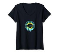 Femme Cercles de lutte de Wrestling Papa College T-Shirt avec Col en V