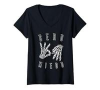 Femme Cero Miedo Panneau à Main « Or No Fear in Spanish » pour Homme T-Shirt avec Col en V