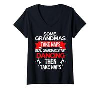 Femme Certaines Grand-mères Font la Sieste. De Vraies mamies commencent à Danser T-Shirt avec Col en V