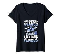 Femme Certaines Personnes volent des Avions Je Vole au-Dessus des clôtures T-Shirt avec Col en V