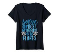 Femme Certains de Mes Meilleurs Amis sont des Flocons de Neige, Le Froid Hivernal T-Shirt avec Col en V