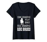 Femme Certains papys Jouent au Bingo, de Vrais papys Ride Horses Cowboy T-Shirt avec Col en V