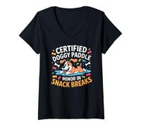Femme Certified Doggy Paddle Minor in Snack Breaks T-Shirt avec Col en V