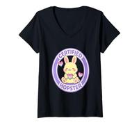 Femme Certified Hopster Cute Bunny Pride Pastel Heart Graphic Tee T-Shirt avec Col en V