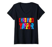 Femme Certified Yapper - Bold & Sarcastic Talking Champion Tee T-Shirt avec Col en V