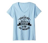 Femme Certifiée Meilleure Mamy du Monde Fete des Meres Mamy T-Shirt avec Col en V