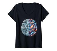 Femme Cerveau coloré Neurosciences Science Art Neurologue T-Shirt avec Col en V