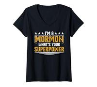 Femme Ces Lettres mormones T-Shirt avec Col en V