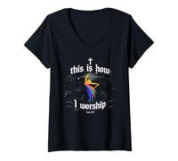 Femme C'est Ainsi Que J'adore Dancing Christian Worship Dancer Girl T-Shirt avec Col en V