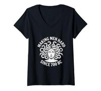 Femme C'est Amusant de Rendre Les Hommes Difficiles Depuis 700 Ans Avant Notre ère. Conception de la mythologie de Méduse T-Shirt avec Col en V