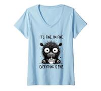 Femme C'est Bon, Je suis Un Bon café, Hippo. T-Shirt avec Col en V