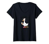 Femme C'est Bon - Je Vais Bien - Tout va Bien - Silly Goose T-Shirt avec Col en V