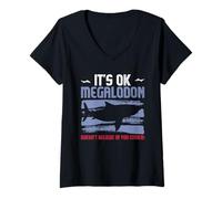 Femme C'est Bon, Megalodon ne croit Pas en Vous Non Plus T-Shirt avec Col en V