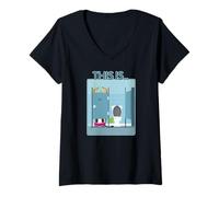 Femme C'est.. BS, Bull Assis sur Les Toilettes publiques, drôle Meme, Amusant, bu T-Shirt avec Col en V